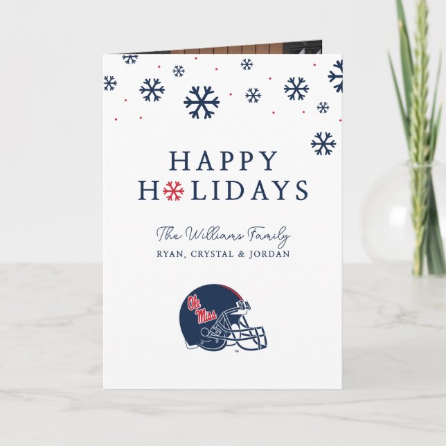 Cartes Pour Fêtes Annuelles Casque Ole Miss Football | bleu foncé (Devant)