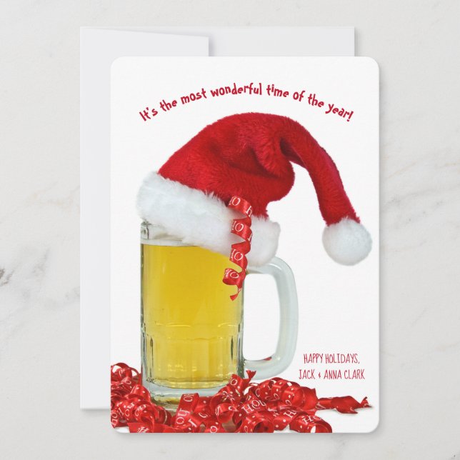 Cartes Pour Fêtes Annuelles Casquette de Noël sur tasse à bière (Devant)