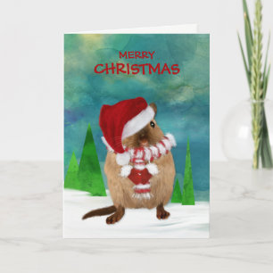 Cartes Pour Fêtes Annuelles Casquette de Père Noël de gerbille de Joyeux Noël