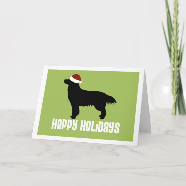 Cartes Pour Fêtes Annuelles Casquette de Père Noël de golden retriever (Devant)