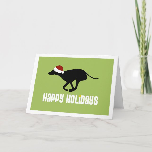 Cartes Pour Fêtes Annuelles Casquette de Père Noël de lévrier (Devant)