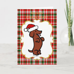 Cartes Pour Fêtes Annuelles Casquette de Père Noël de Noël de teckel