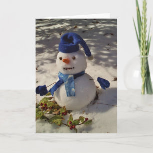 Cartes Pour Fêtes Annuelles Casquette et écharpe de withBlue de bonhomme de