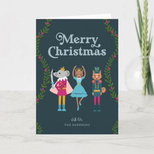 Cartes Pour Fêtes Annuelles Casse-Noisette Ballet Animaux Vert Noël