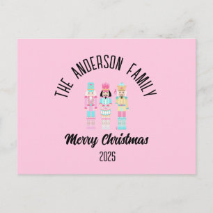 Cartes Pour Fêtes Annuelles Casse-Noisette de Noël Rose Pâle Nom Personnalisé