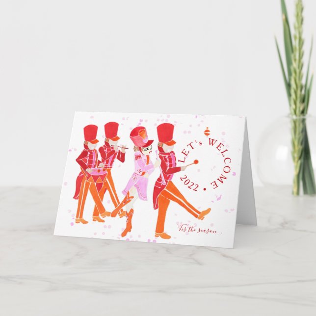 Cartes Pour Fêtes Annuelles Casse-noisette drôle de ballet aquarellé rose (Devant)