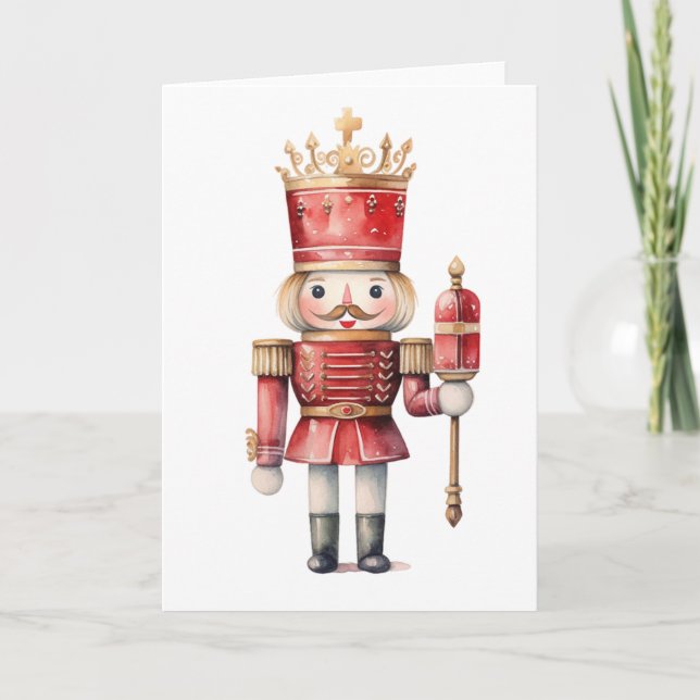 Cartes Pour Fêtes Annuelles Casse-noisette roi des fêtes en rouge VIDE  (Devant)