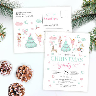 Cartes Pour Fêtes Annuelles Casse-noisette rose turquoise bonbon fête de Noël