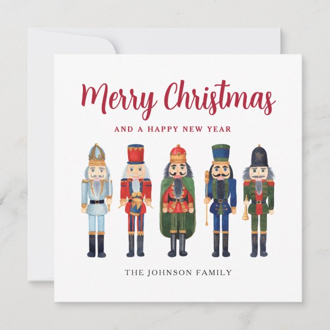 Cartes Pour Fêtes Annuelles Casse-noix mignonne Joyeux Carré de Noël (Devant)