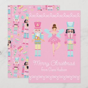 Cartes Pour Fêtes Annuelles Casse-noix rose mignon