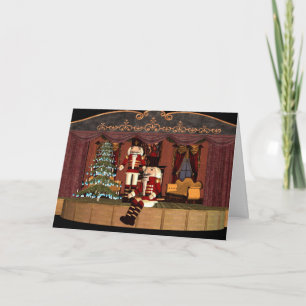 Cartes Pour Fêtes Annuelles Casse-noix sur scène avec arbre de vacances