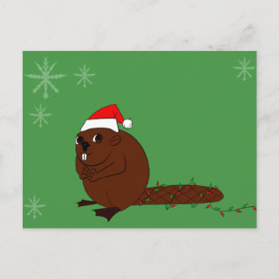 Cartes Pour Fêtes Annuelles castor dans un chapeau santa