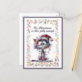 Cartes Pour Fêtes Annuelles Cat and Lights It's Christmas Is This Jolly Enough