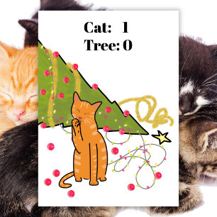 Cartes Pour Fêtes Annuelles Cat Christmas tree jeu vidéo drôle plat