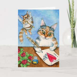 Cartes Pour Fêtes Annuelles Cat Cupid Valentine's Day