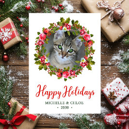 Cartes Pour Fêtes Annuelles Cat Photo Christmas Wreath