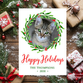 Cartes Pour Fêtes Annuelles Cat Photo Christmas Wreath