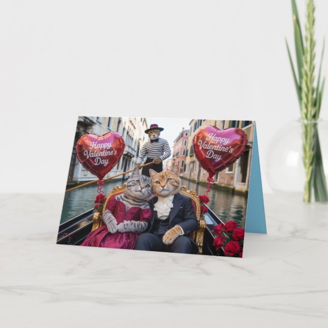 Cartes Pour Fêtes Annuelles Cat Venice Valentine's Day Card (Devant)