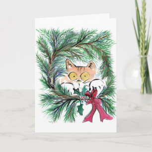 Cartes Pour Fêtes Annuelles Cat Wreath