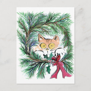 Cartes Pour Fêtes Annuelles Cat Wreath