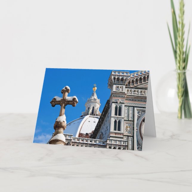 Cartes Pour Fêtes Annuelles Cathédrale italienne couverte de neige (Devant)