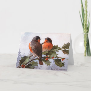 Cartes Pour Fêtes Annuelles Catherine Klein : Merles sur le houx