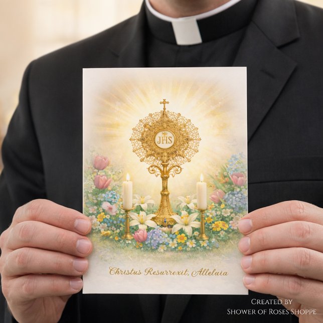 Cartes Pour Fêtes Annuelles Catholic Priest Easter Floral Eucharistic (Créateur téléchargé)