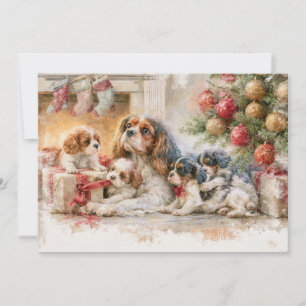 Cartes Pour Fêtes Annuelles Cavalier King Charles Spaniel Mère Chiots