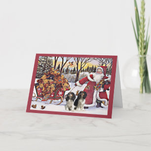 Cartes Pour Fêtes Annuelles Cavalier roi Charles Spaniel Noël Père Noël et 