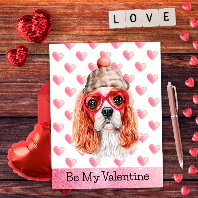 Cartes Pour Fêtes Annuelles Cavalier Spaniel Be My Valentine Dog Valentine's (Créateur téléchargé)