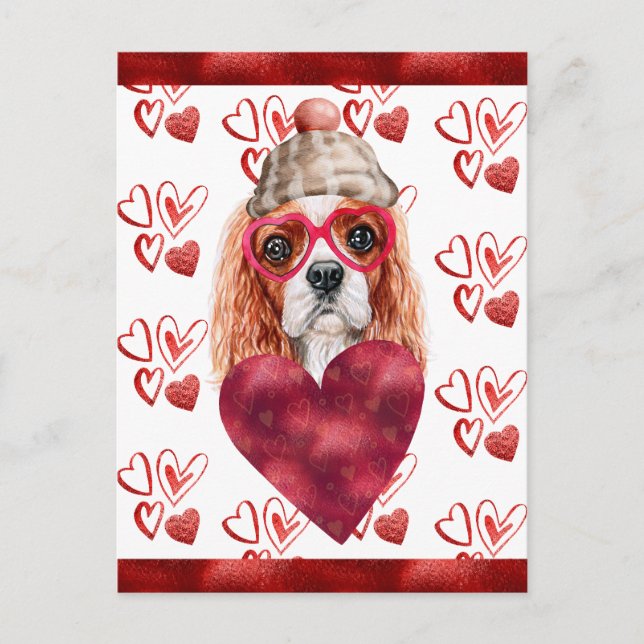 Cartes Pour Fêtes Annuelles Cavalier Spaniel Hearts Amoureux des chiens Valent (Devant)