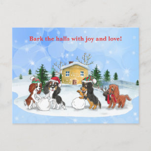 Cartes Pour Fêtes Annuelles Cavaliers King Charles Spaniels construisant un bo