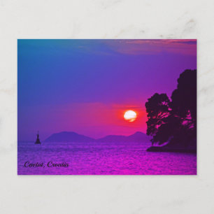 Cartes Pour Fêtes Annuelles Cavtat, Croatie vue Sunset Purple Filter