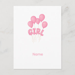 Cartes Pour Fêtes Annuelles Célébration de ballon bébé fille rose - Jolie nurs