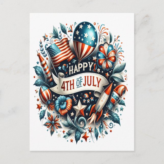 Cartes Pour Fêtes Annuelles Célébration de la liberté 4 juillet (Devant)