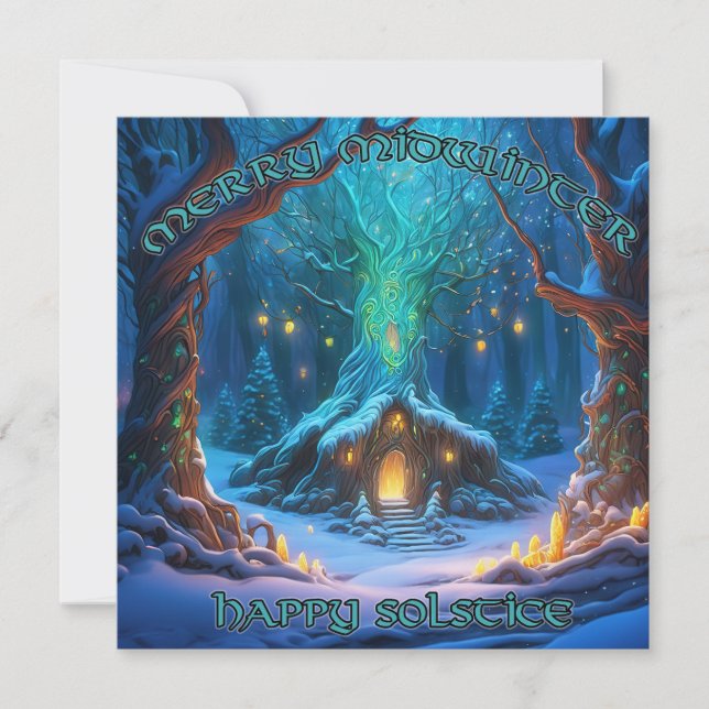 Cartes Pour Fêtes Annuelles Célébration de la solstice forestière enchantée (Devant)
