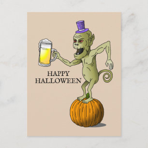 Cartes Pour Fêtes Annuelles Célébration d'Halloween avec un bon verre de bière