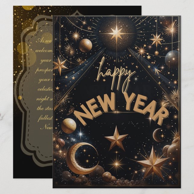 Cartes Pour Fêtes Annuelles Célébration du Nouvel An (Devant / Derrière)