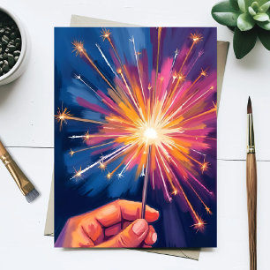 Cartes Pour Fêtes Annuelles Célébration du Nouvel An avec cierge magique aquar