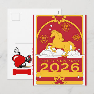 Cartes Pour Fêtes Annuelles Célébrations de l'Année chinoise du Cheval 2026