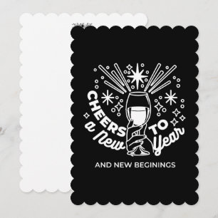 Cartes Pour Fêtes Annuelles Célébrer les nouveaux débuts Vin Verre Illustratio