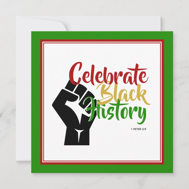 Cartes Pour Fêtes Annuelles CÉLÉBRER L'HISTOIRE NOIRE MOtivationnelle BHM (Devant)