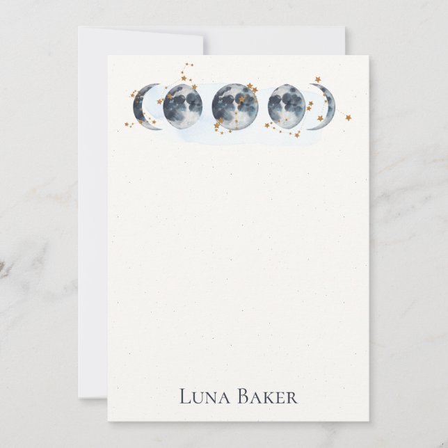 Cartes Pour Fêtes Annuelles Céleste, lune, étoiles, papeterie d'horoscope (Devant)
