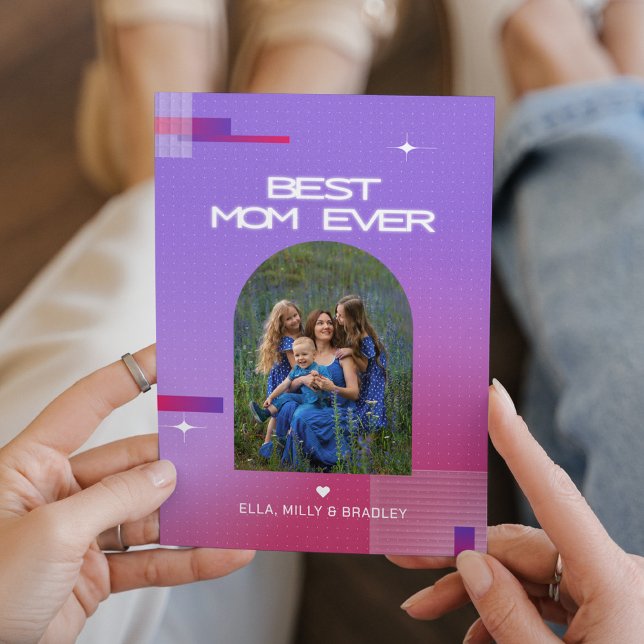 Cartes Pour Fêtes Annuelles Céleste MEILLEURE MÈRE JAMAIS Fête des Mères Photo (Créateur téléchargé)