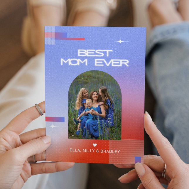 Cartes Pour Fêtes Annuelles Céleste MEILLEURE MÈRE JAMAIS Fête des Mères Photo (Créateur téléchargé)