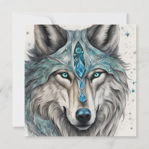 Cartes Pour Fêtes Annuelles Celestial Winter Wolf - Magical Holiday Card