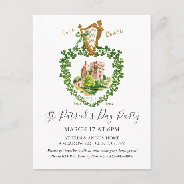 Cartes Pour Fêtes Annuelles Celtic Irish Blarney Castle St. Patrick's Day (Devant)
