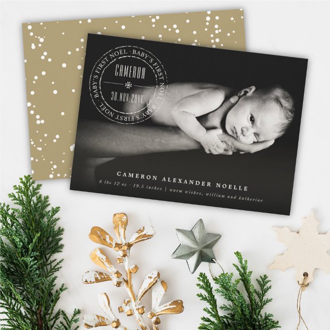 Cartes Pour Fêtes Annuelles Cercle classique Sceau embouti Baby First Noel Pho (Créateur téléchargé)