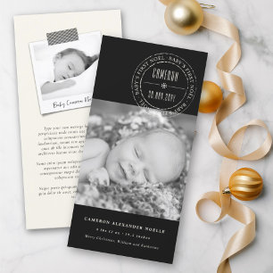 Cartes Pour Fêtes Annuelles Cercle classique Sceau embouti Baby First Noel Pho
