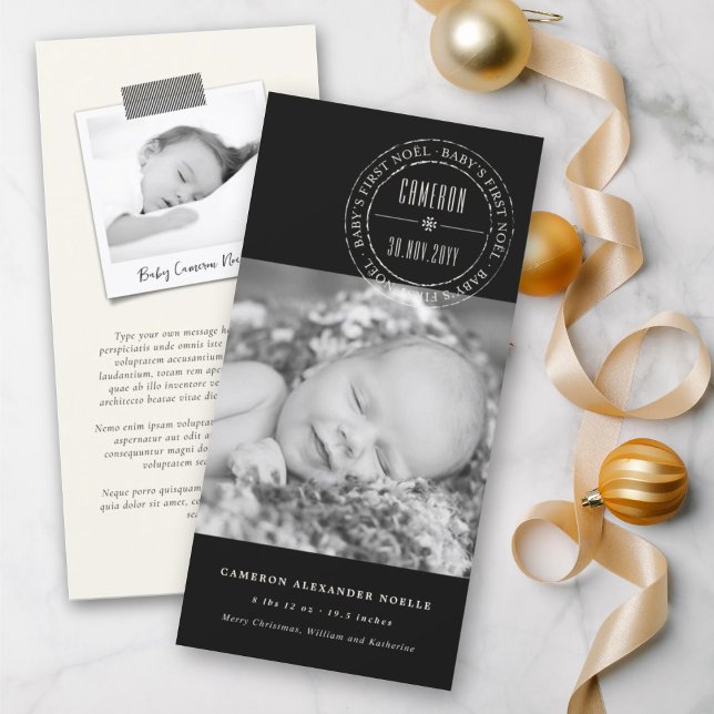 Cartes Pour Fêtes Annuelles Cercle classique Sceau embouti Baby First Noel Pho (Créateur téléchargé)